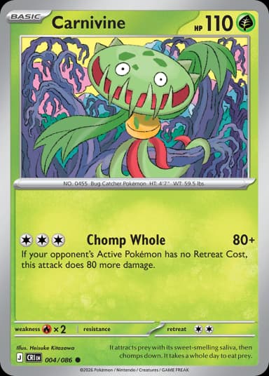 Carta Carnivine 4/122 do set Chaos Rising — Pokémon TCG | Bynx