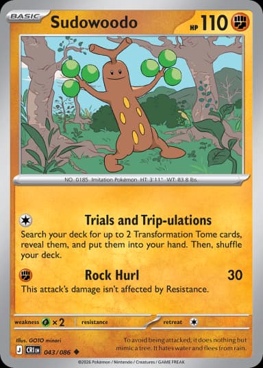 Carta Sudowoodo 43/86 do set Chaos Rising — Pokémon TCG | Bynx