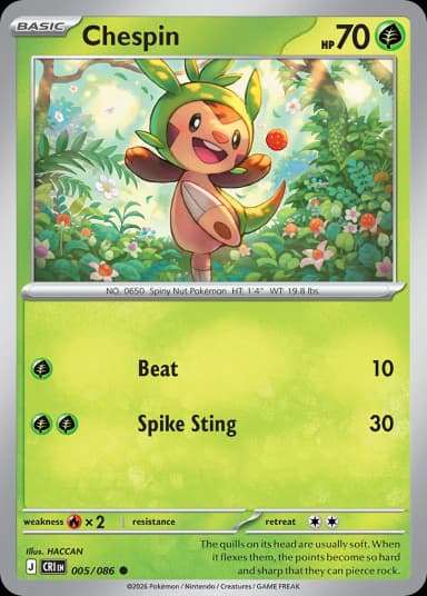 Carta Chespin 5/86 do set Chaos Rising — Pokémon TCG | Bynx