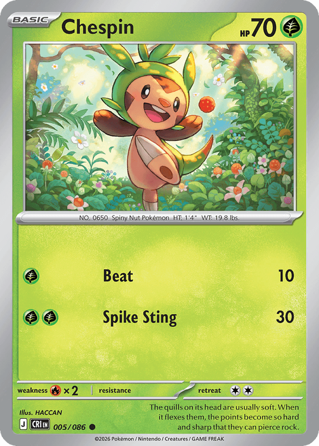 Carta Chespin 5/86 do set Chaos Rising — Pokémon TCG | Bynx