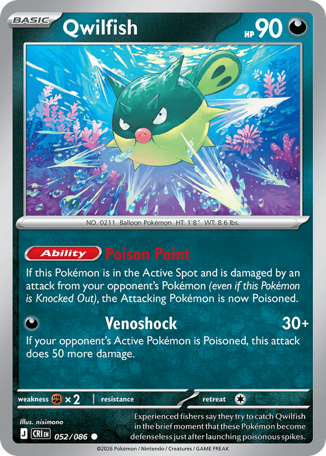 Carta Qwilfish 52/122 do set Chaos Rising — Pokémon TCG | Bynx