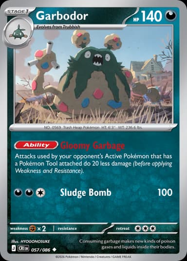 Carta Garbodor 57/86 do set Chaos Rising — Pokémon TCG | Bynx