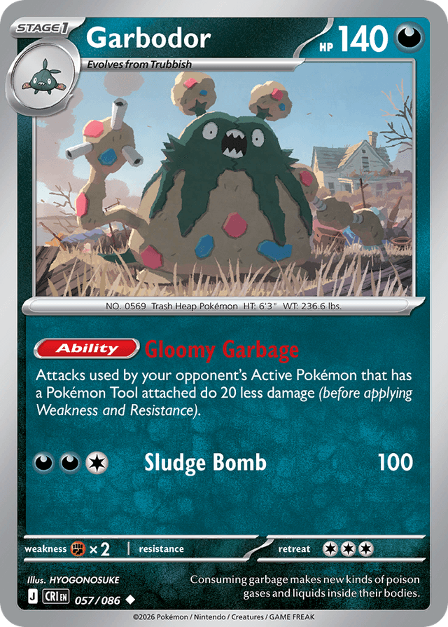 Carta Garbodor 57/86 do set Chaos Rising — Pokémon TCG | Bynx