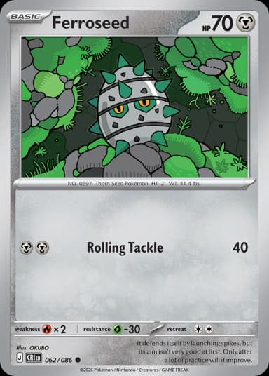 Carta Ferroseed 62/122 do set Chaos Rising — Pokémon TCG | Bynx