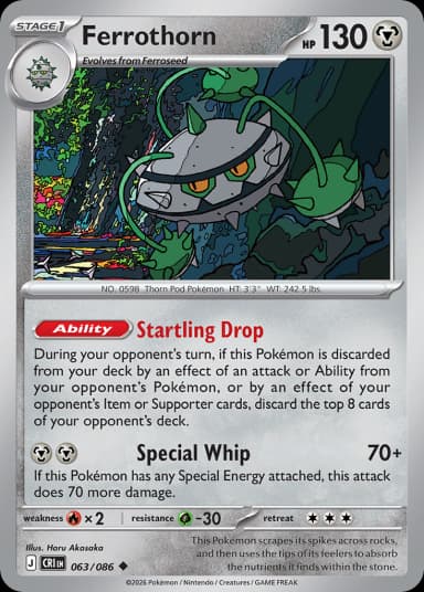 Carta Ferrothorn 63/86 do set Chaos Rising — Pokémon TCG | Bynx
