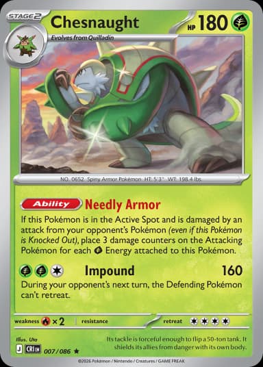 Carta Chesnaught 7/86 do set Chaos Rising — Pokémon TCG | Bynx