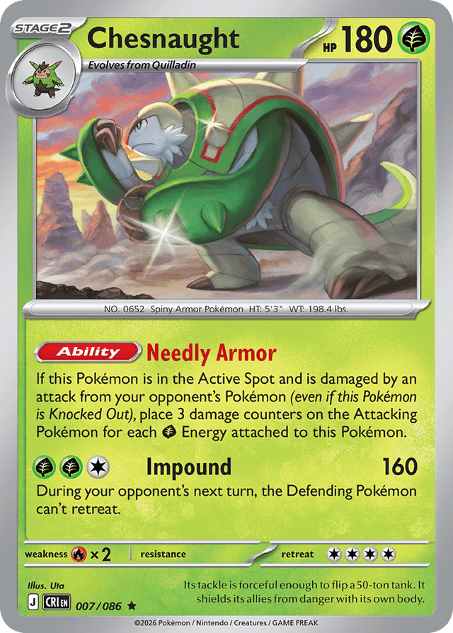 Carta Chesnaught 7/122 do set Chaos Rising — Pokémon TCG | Bynx