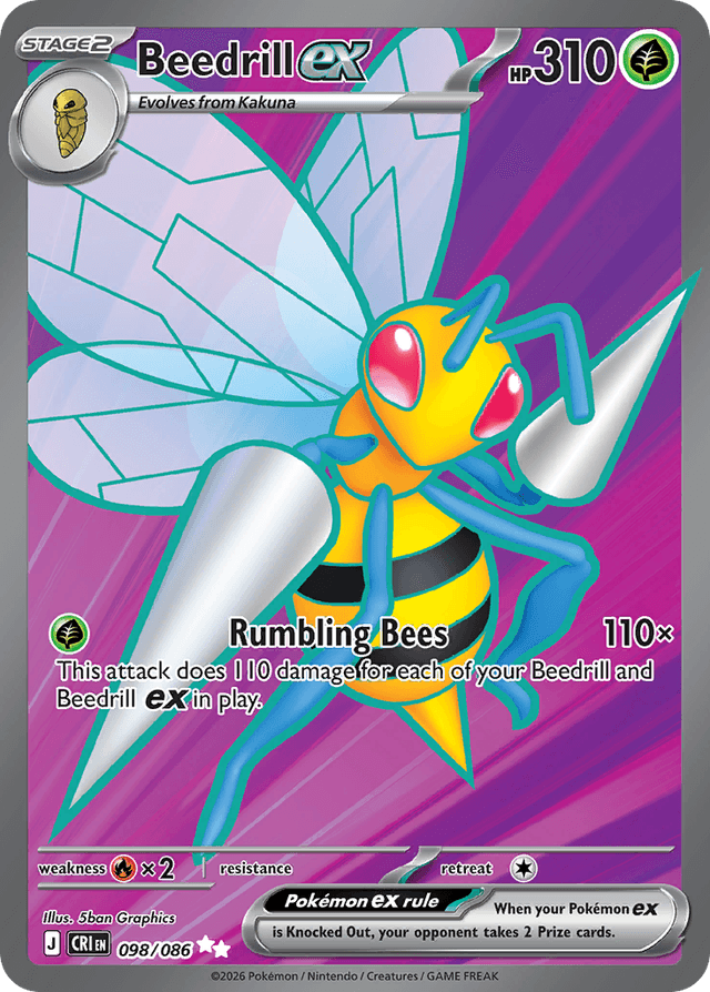 Carta Beedrill ex 98/122 do set Chaos Rising — Pokémon TCG | Bynx