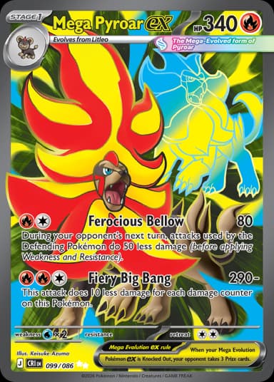 Carta Mega Pyroar ex 99/122 do set Chaos Rising — Pokémon TCG | Bynx
