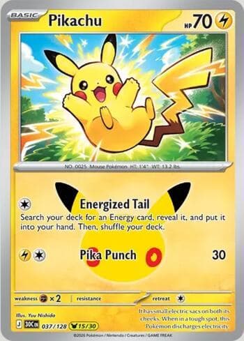 Carta Pikachu 037/128 do set 30th Celebration — Pokémon TCG | Bynx