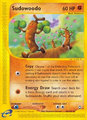 Carta Sudowoodo 36/147 do set Aquapolis — Pokémon TCG | Bynx