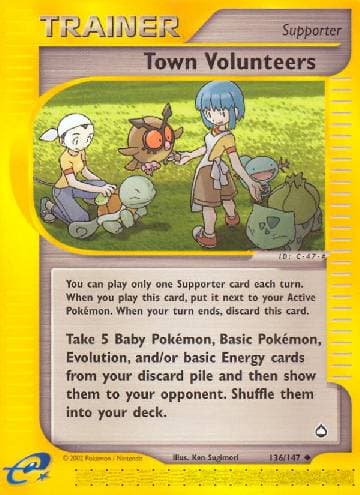 Carta Town Volunteers 136/147 do set Aquapolis — Pokémon TCG | Bynx