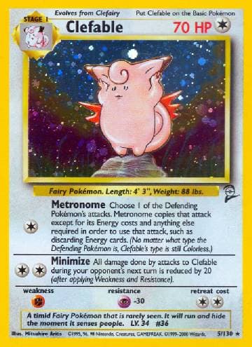 Carta Clefable 5/130 do set Base Set 2 — Pokémon TCG | Bynx