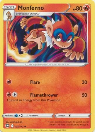 Carta Monferno 25/172 do set Astros Cintilantes — Pokémon TCG | Bynx