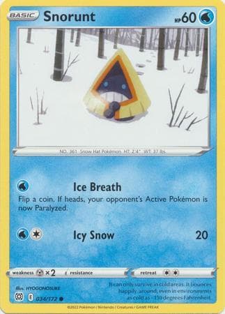 Carta Snorunt 34/172 do set Astros Cintilantes — Pokémon TCG | Bynx