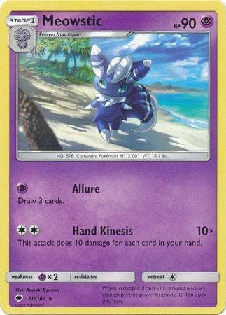 Carta Meowstic 60/147 do set Sombras Ardentes — Pokémon TCG | Bynx