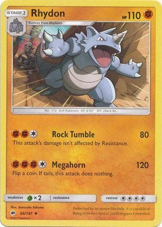 Carta Rhydon 66/147 do set Sombras Ardentes — Pokémon TCG | Bynx
