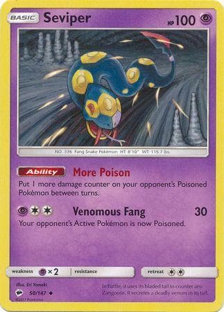 Carta Seviper 50/147 do set Sombras Ardentes — Pokémon TCG | Bynx