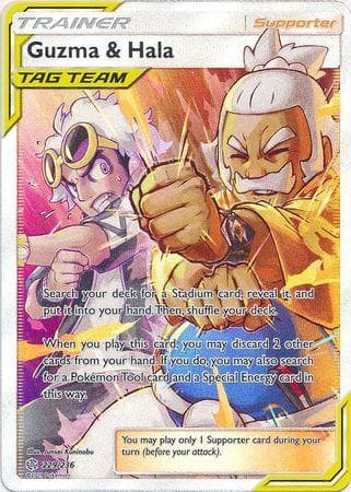 Carta Guzma & Hala 229/236 do set Eclipse Cósmico — Pokémon TCG | Bynx