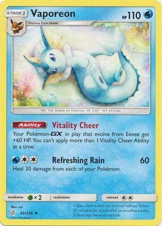 Carta Vaporeon 42/236 do set Eclipse Cósmico — Pokémon TCG | Bynx