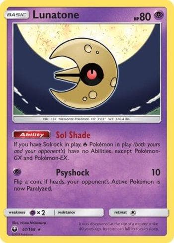 Carta Lunatone 61/168 do set Tempestade Celestial — Pokémon TCG | Bynx