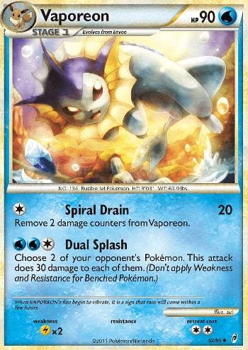 Carta Vaporeon 52/95 do set Chamado das Lendas — Pokémon TCG | Bynx