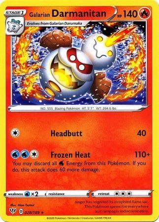 Carta Galarian Darmanitan 28/189 do set Escuridão Incandescente — Pokémon TCG | Bynx