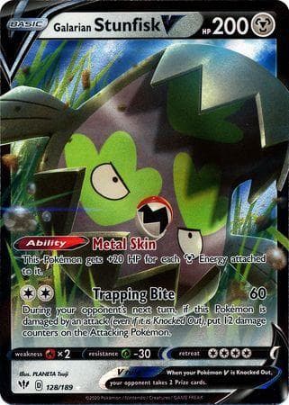 Carta Galarian Stunfisk-V 128/189 do set Escuridão Incandescente — Pokémon TCG | Bynx