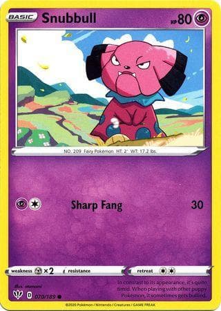 Carta Snubbull 70/189 do set Escuridão Incandescente — Pokémon TCG | Bynx