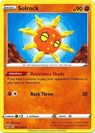 Carta Solrock 92/189 do set Escuridão Incandescente — Pokémon TCG | Bynx