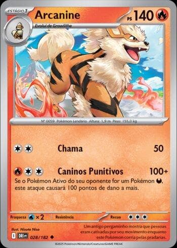 Carta Arcanine 028/182 do set Rivais Predestinados — Pokémon TCG | Bynx