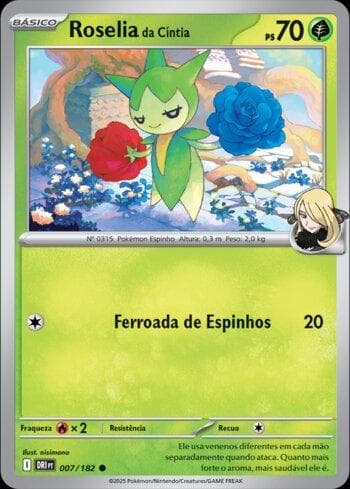 Carta Cynthia's Roselia 007/182 do set Rivais Predestinados — Pokémon TCG | Bynx