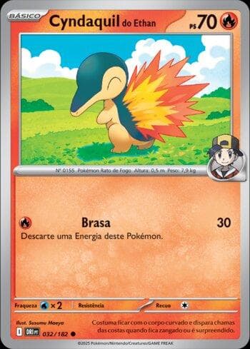 Carta Ethan's Cyndaquil 032/182 do set Rivais Predestinados — Pokémon TCG | Bynx