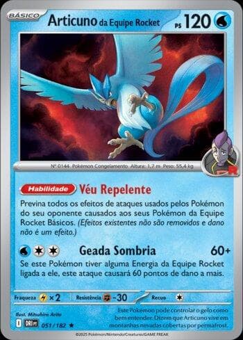 Carta Team Rocket's Articuno 051/182 do set Rivais Predestinados — Pokémon TCG | Bynx