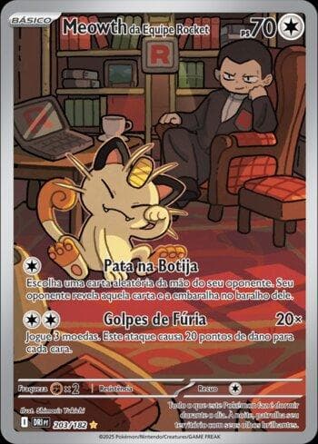 Carta Team Rocket's Meowth 203/182 do set Rivais Predestinados — Pokémon TCG | Bynx