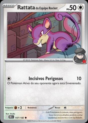 Carta Team Rocket's Rattata 147/182 do set Rivais Predestinados — Pokémon TCG | Bynx
