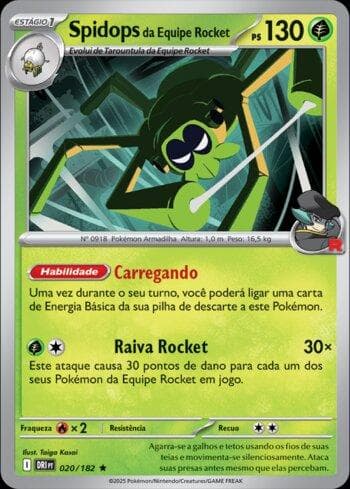 Carta Team Rocket's Spidops 020/182 do set Rivais Predestinados — Pokémon TCG | Bynx