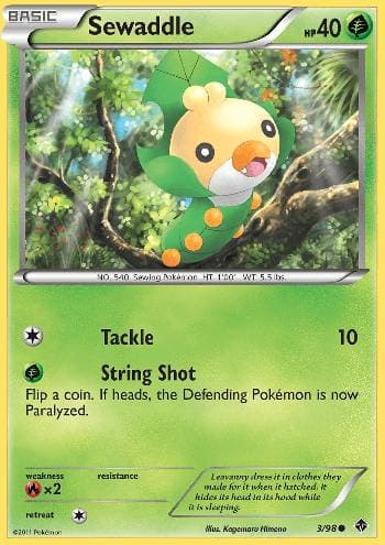 Carta Sewaddle 3/98 do set Poderes Emergentes — Pokémon TCG | Bynx
