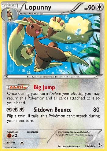 Carta Lopunny 85/106 do set Flash de Fogo — Pokémon TCG | Bynx