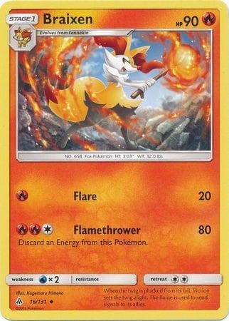 Carta Braixen 16/131 do set Luz Proibida — Pokémon TCG | Bynx