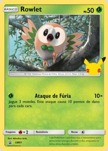 Carta Rowlet (Oversized) #SM01 do set Coleção BR — FPP — Pokémon TCG | Bynx