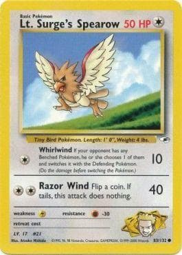 Carta Lt. Surge's Spearow 83/83 do set Gym Heroes — Pokémon TCG | Bynx