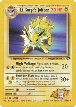 Carta Lt. Surge's Jolteon 28/132 do set Gym Challenge — Pokémon TCG | Bynx
