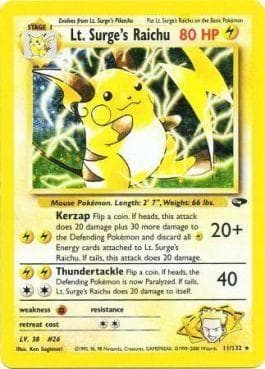 Lt. Surge's Raichu 011/132 — Gym Challenge