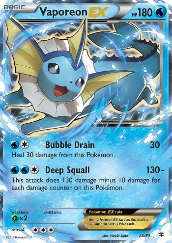 Carta Vaporeon-EX 24/83 do set Gerações — Pokémon TCG | Bynx