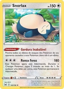 Carta Snorlax 143/196 do set Origem Perdida — Pokémon TCG | Bynx