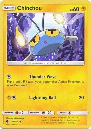 Carta Chinchou 73/214 do set Trovões Perdidos — Pokémon TCG | Bynx