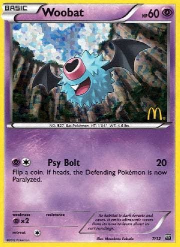 Carta Woobat 7/12 do set McDonald’s Collection 2012 — Pokémon TCG | Bynx