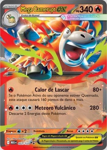 Carta Mega Camerupt ex 022/132 do set Megaevolução — Pokémon TCG | Bynx