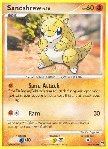 Carta Sandshrew 96/123 do set Tesouros Misteriosos — Pokémon TCG | Bynx